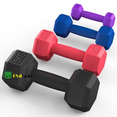 China Home Use Fitness Training Hex Matt Neoprene Vinyl Coated Dipping Dumbbell for sale