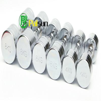 China Home Use Factory Price Exercise Silver Plate Chrome Dumbbell for sale