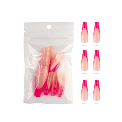 China Easy To Wear Ballerina 20pcs Coffin French Fake Nails Full Cover Acrylic Fake Nails Reusable Nails for sale