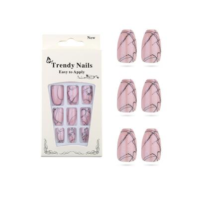 China Design Amazon Hot-sales 24Pcs/Box Short Ballerina Nails Full Cover Press On Nails Set for sale