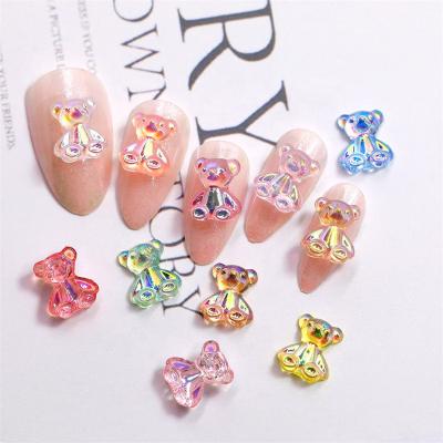 China Crystal Glue Candy Color Bear Nail Ornament Resin Magic Manicure Charms Cartoon 1000pcs/bag 3D Finger Nail Beauty Factory Wholesale Aurora Bear for sale