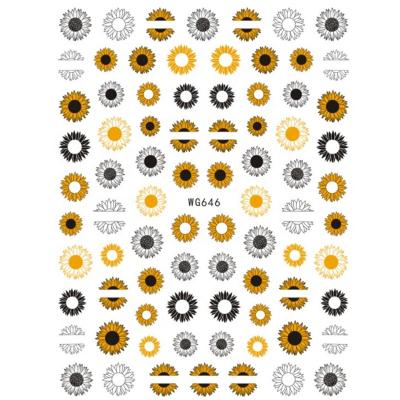 China Korean Nail Art Adhesive Sticker Thin Decals Sunflower Collection Little Sun Nail Tattoos For Women Manicure Decoration for sale