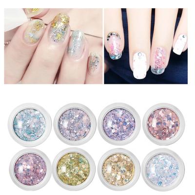 China Wholesale 8 Color Stunning Nail Sequins Shiny Body Art Holographic Hexagon Bling Powder Nail Glitter Dye Glitter Mirror Nails for sale