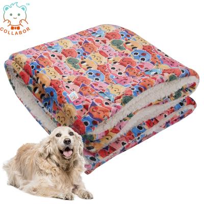 China TRAVEL COLLABOR Customized Print Hot Animal Print Puppy Shear Soft Blanket Beds Mat Pet Dog Cat Paw Printed Fleece Blanket Mat for sale