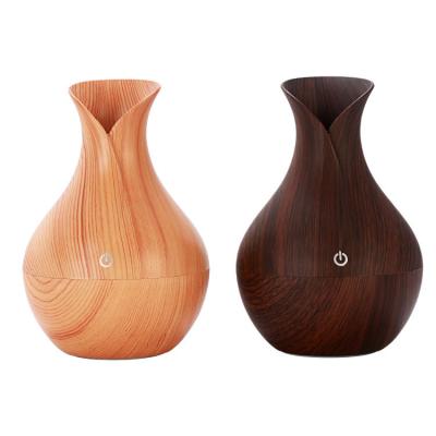 China Smell Air Humidifier 130ml Wooden Glass Grain Home Appliances Comfortable Portable Scent Real Bamboo Wood Mini Humidifiers for sale