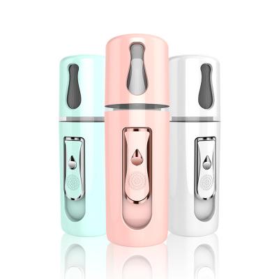 China Moisturizer Mini Water Replenishment USB Rechargeable Nano Facial Massager Moisturizing Handy Good Face Mister Alcohol Mist Sprayer Nano White OEM for sale