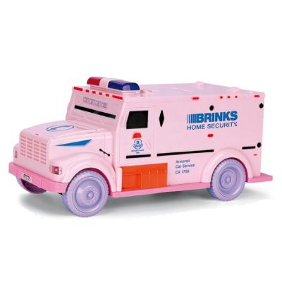 China Saving Money/Password/Light & Sounds Auto-Rolling Up Truck Car Wholesale Digital Money ABS Banknote Children Safe Piggy Banks Toys for sale