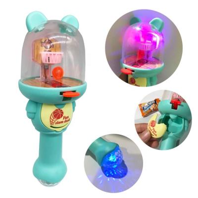 China Cartoon Toys Funny Promotional Gifts Mini Game Toys Shooting Basketball Machine With Candy Light Healthy Toys For Children for sale