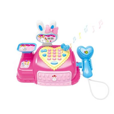 China Sounding Children Learning Play Toy Plastic Supermarket Shopping Baskets Children's Cash Register With Sound for sale