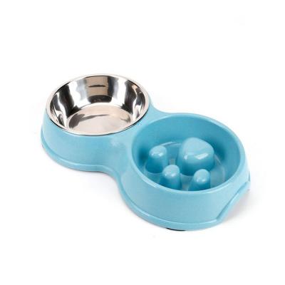 China Sustainable Wholesale Pet Bowl Double Silicone Slow Feeder Slow Choking Bowl for sale