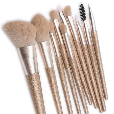 China Angular blush silver gold glitter custom logo professional makeup brush set pinceles de maquillaje 10PCs for sale