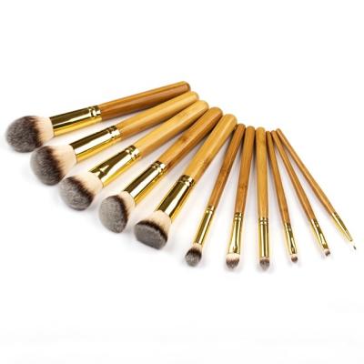 China high quality customized skin-friendly your own professional brand 11pcs private label makeup bamboo brush set for sale