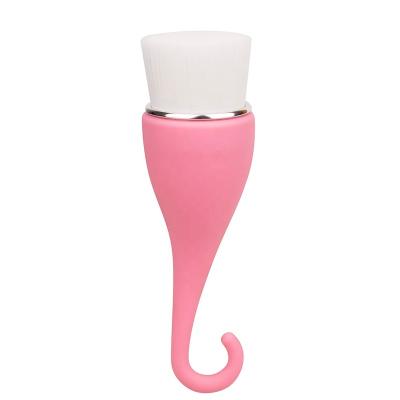 China Cute Pink Wrinkle Removal Face Massager With Hook Brush Silicone Face Facial Cleansing Brush for sale