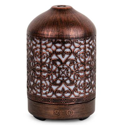 China 100ml Cover Metal Purple Humidifier Household Retro Mist Premium Essential Oil Diffuser OEM Portable Cool Bronze Logo for sale