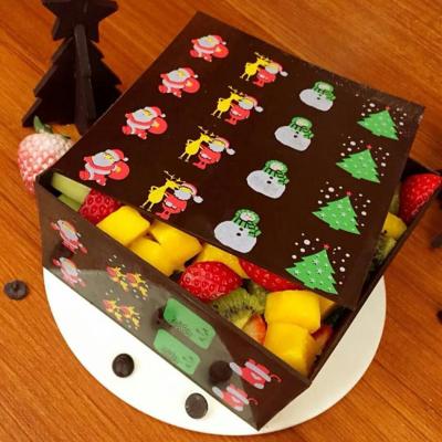 China Disposable Christmas Santa Claus Pattern DIY Chocolate Cake Decoration Insert Edilbe Paper for Baking Chocolate Transfer Paper for sale