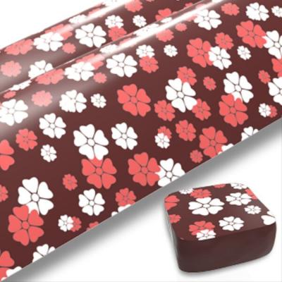 China Disposable Flower Romance Pattern Mountain Chocolate Edible Transfer Paper for Cake Decorating Chocolate Transfer Sheets for sale