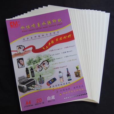 China High sticky inkjet waterslide decal transfer paper for wood waterslide printing paper A4 size inkjet transfer paper white background for sale