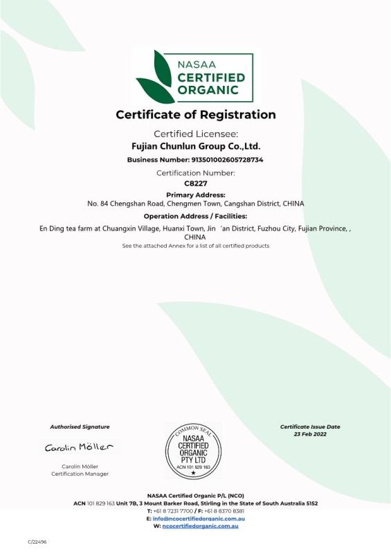 EU Organic Certificate - Fujian Chunlun Group Co., Ltd.