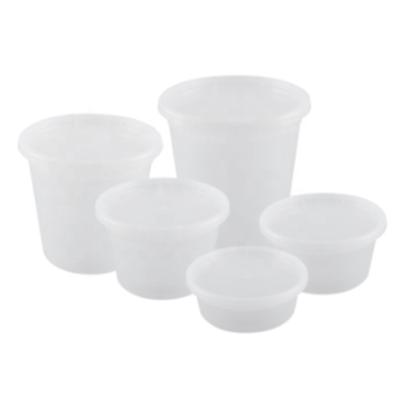 China Microwavable Deli Food Containers 8oz Grocery Container With Lids Around Different Sizes Reusable BPA for sale