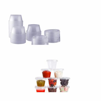 China Traditional Disposable Small Size Sauce Cup With Lid Cups For Sauce Custom Plastic Eco Jello Shot Cup PP PET PLA for sale