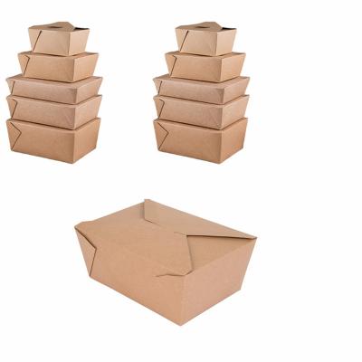 China Microwave Kraft Paper Container Fast Food Containers Packaging Compostable Delivery Kraft Paper Take Away Burger Box for sale