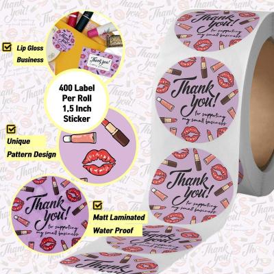 China High Quality Waterproof PVC Thank You Stickers For Small Business Thank You Cards With Envelope For Lip Gloss for sale