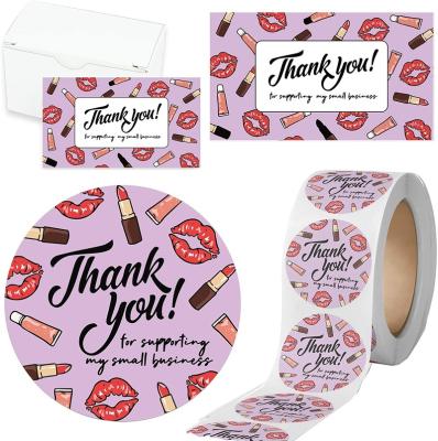 China Custom Waterproof PVC Vinyl Label Thank You Stickers For Small Business Thank You Cards With Envelope And Stickers for sale