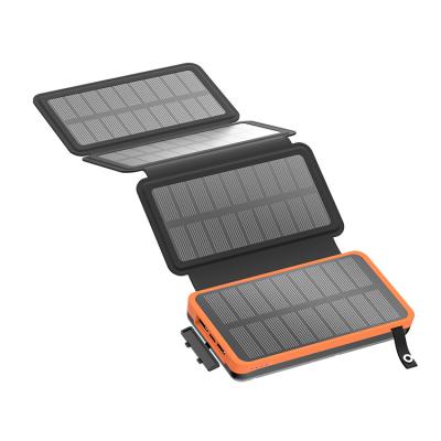 China LED Hiluckey 16000mAh Power Bank 4 Solar Panels Fast Charging Portable Solar Charger for sale