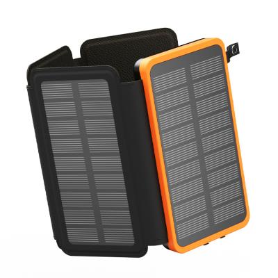 China Portable Solar Panel Charge 20000 Mah Led Flashlight Foldable Usb Solar Power Bank Panel Charger for sale