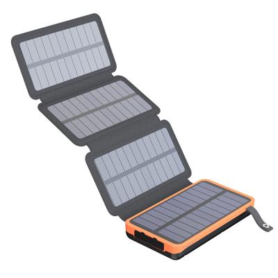 China Waterproof Solar Panel Charging Battery Pack 20000 Mah Power Bank 4 Solar Panels Charger for sale