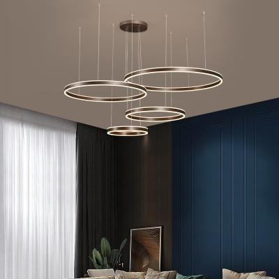 China Hotel Modern Bedroom Villa Showroom Chandelier Ceiling Modern Decorative Circle Aluminum Led Pendant Light for sale