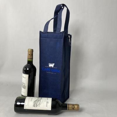 China Christmas Wine Logo Bag Gifts Cotton Cooler Handled Eco Friendly Wine Pocket Bag Insulated Canvas Neoprene Wine Cooler Bag Picnic for sale