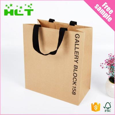 China Recyclable Custom Design Logo Printed Brown Kraft Paper Shopping Bag With Window for sale