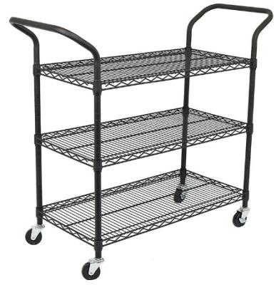 China Custom Size Wire Utility Cart With Wheels / 3 Shelf Metal Utility Cart for sale