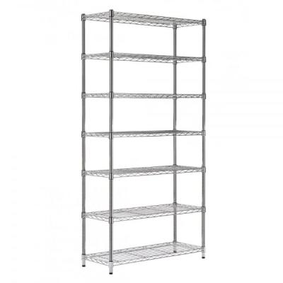 China Free Standing 7 Tiers Chrome Adjustable Wire Shelving Units 18 Inch Deep Wire Shelving for sale