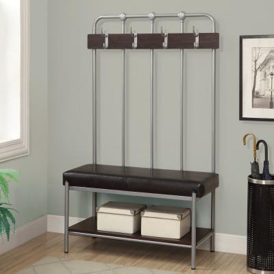 China Metal Entry Storage Bench With Coat Rack & Hooks Black Wire Rack Shelving for sale