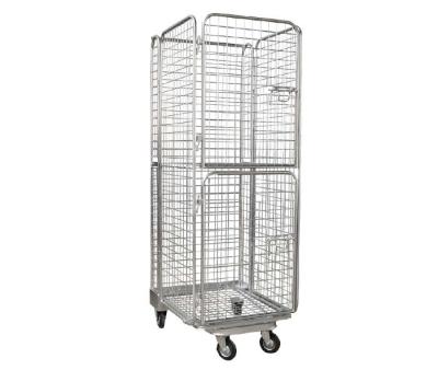 China Warehouse Galvanized Foldable Wire Mesh Roll Container /  Material Handling Equipment for sale