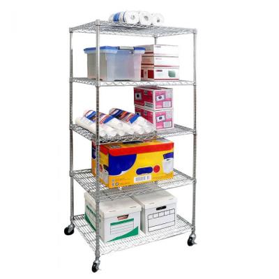 China Five Tier Commercial Wire Shelving Unit Metal Shelf Rack Large Capacity for sale