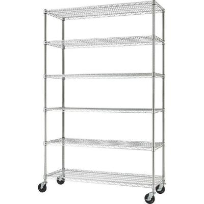 China Large Metal Storage Shelves For Kitchen With Wheels / Adjustable Shelving Unit for sale