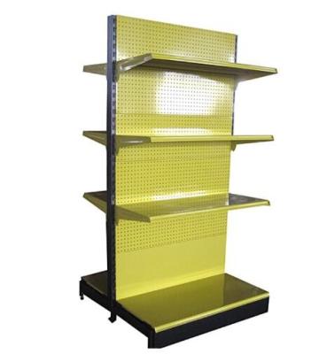 China Shelving tomado partido dobro amarelo da gôndola, cremalheiras de exposição do mantimento de Pegboard 4 níveis à venda