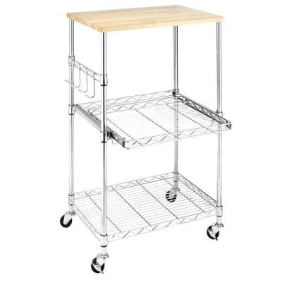 China Kitchen Tableware Storage 3-Layer Chrome Pull out Shelving Cart for sale