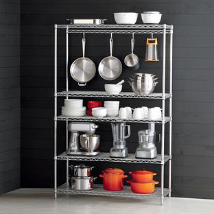 China 5-Shelf Chrome Stainless Steel Shelving Unit - Home Kitchen Storage Rack for sale