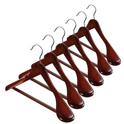 China Hotel Hanger Amazon Supermarket Best Seller Red Wooden Suit Hanger With Bar for sale