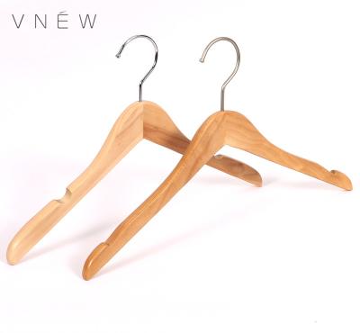 China Uniqlo Style Angular Shape Anti-Slip Natural Wood Shirt Hanger Wooden Hangers for sale