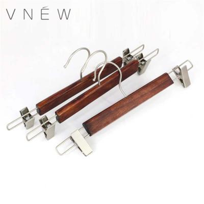 China Custom Logo Luxury Wooden Dressing Women Hanger Eco-friendly Material Hanger With Clips For Display for sale