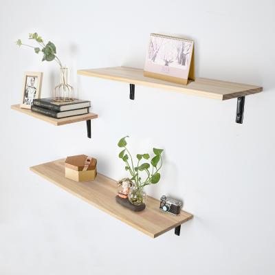 China Wholesale Adjustable (Height) Handmade Creative Floating Rustic Solid Wood Wall Mount Shelf 3 Set for sale