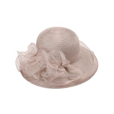 China Sun Breathable Floppy Hat Ladies Quality Dress Hat Flower Accessories Elegant Organza Hat for sale