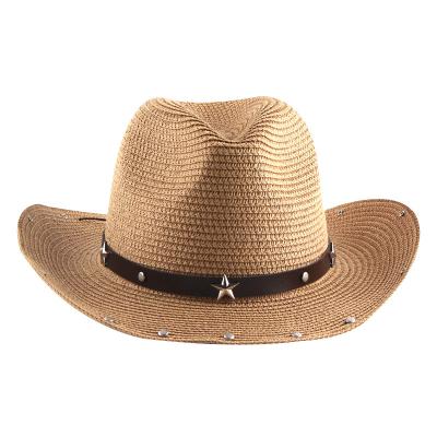 China Breathable Hat High Quality Europe And America Cowboy Hat Sunshade Jazz Western Straw Hat New for sale