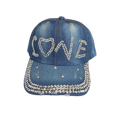 China JOINT Duck Tongue Sports Denim Cap Sequins English Cap Women's Baseball Hat Handsome Baseball Hat for sale