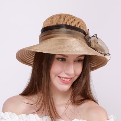 China Bell Shaped Hat Breathable Women's Sun Visor Organza Folding Splicing Paper Material for sale